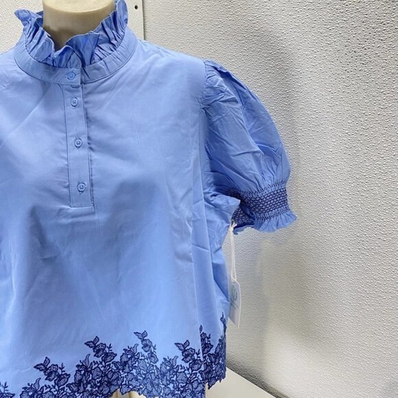 Hyacinth House Women's Embroidered Blouse Size XXL | Eliza Cotton Top - Picture 6 of 8